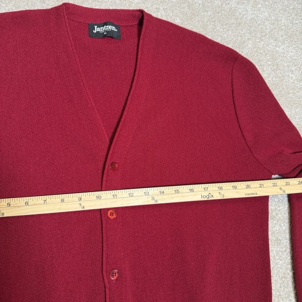 Vintage Cardigan Sweater Size XL Maroon Jantzen Knit USA Made Kurt Cobain 80's‎
